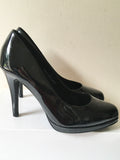 BRAND NEW MARKS & SPENCER BLACK PATENT HEELS SIZE 7/40 WIDE FIT
