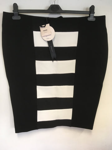 BRAND NEW CARMAKOMA BLACK & WHITE STRIPE PANEL PENCIL SKIRT SIZE M PLUS SIZE
