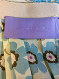 VERA WANG LAVENDER LABEL PALE GREEN & TURQOUISE FLOWER PRINT PLEATED SKIRT SIZE 6 UK 10/12