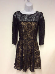 ARMANI EXCHANGE BLACK & NUDE LINED LACE DRESS SIZE 4