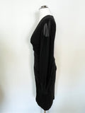 DESIGNER NICOLE MILLER COLLECTION BLACK LONG SHEER SLEEVE S BODYCON DRESS SIZE P UK 6/8