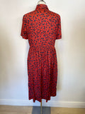 TOAST RED & NAVY DAISY PRINT SHORT SLEEVE COTTON DRESS SIZE 14