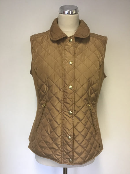 JOULES BRAEMAR CAMEL SLEEVELESS QUILTED GILET / BODY WARMER SIZE 14