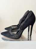 KAREN MILLEN BLACK LACE & LEATHER TRIM SPECIAL OCCASION HEELS SIZE 6/39