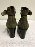 BLUE VELVET BROWN SUEDE HEELED ANKLE BOOTS SIZE 6.5/39.5