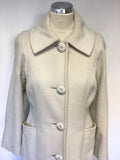 REISS RIVERA CREAM WOOL & CASHMERE BLEND COAT SIZE M