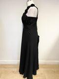 UNBRANDED BLACK PLEATED BODICE LACE UP BACK LONG EVENING DRESS SIZE 14
