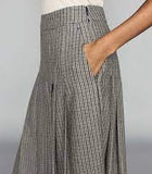 REISS WOOL BLEND GREY WITH NAVY & GREEN CHECK PLEATED CULLOTTES SIZE 14