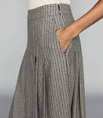 REISS WOOL BLEND GREY WITH NAVY & GREEN CHECK PLEATED CULLOTTES SIZE 14