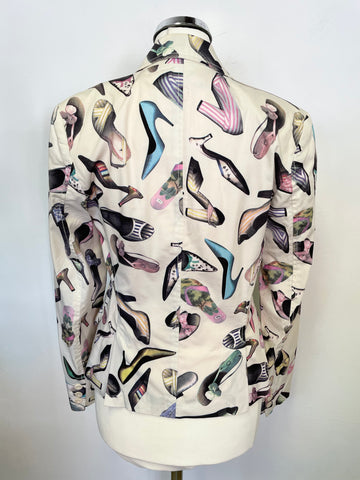 PAUL SMITH BLACK LABEL IVORY SHOE PRINT COTTON JACKET SIZE 40 UK 8