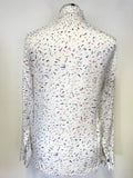 PAUL SMITH WHITE & MULTI COLOURED SPLASH PRINT SHIRT WITH SILK SIZE 40 UK 12