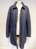 JOULES NAVY BLUE QUILTED ZIP & PRESS STUD FASTEN COAT SIZE 18