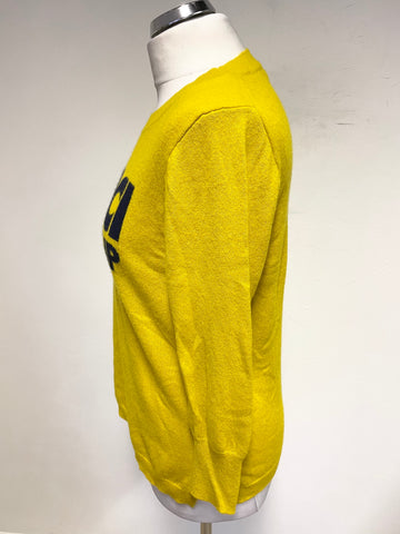 J CREW MUSTARD & BLACK MERCI BEAUCOUP 100% CASHMERE JUMPER SIZE M