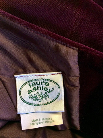 VINTAGE LAURA ASHLEY BURGUNDY/ WINE VELVET EVENING DRESS SIZE 14