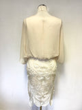 PHASE EIGHT CREAM DRAPED FLOAT BODICE APPLIQUE SKIRT SPECIAL OCCASION DRESS SIZE 8