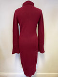 BRAND NEW JAEGER DARK RED POLO NECK LONG SLEEVE KNIT JUMPER DRESS SIZE S