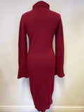 BRAND NEW JAEGER DARK RED POLO NECK LONG SLEEVE KNIT JUMPER DRESS SIZE S