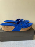 BRAND NEW IN BOX UGG BROOK ROYAL BLUE SUEDE WEDGE HEEL TOE POST MULES SIZE 7.5/40
