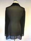 BRAND NEW ARIGIANO BLACK SEMI SHEER BEADED TRIM BLOUSE SIZE 20
