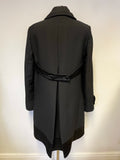 FRENCH CONNECTION BLACK 100% VIRGIN WOOL SATIN TRIMMED COAT SIZE 14