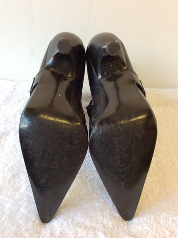 RED OR DEAD BLACK LEATHER STUDDED HEELED BOOTS SIZE 6/39