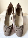 BODEN MINK SUEDE BOW TRIM HEELS SIZE 7.5/41