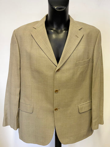 MARKS & SPENCER ITALIAN 100% WOOL BEIGE CHECK TAILORED JACKET SIZE 46S