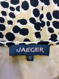 JAEGER CAMEL & BLACK PRINT SILK SKIRT SIZE 12