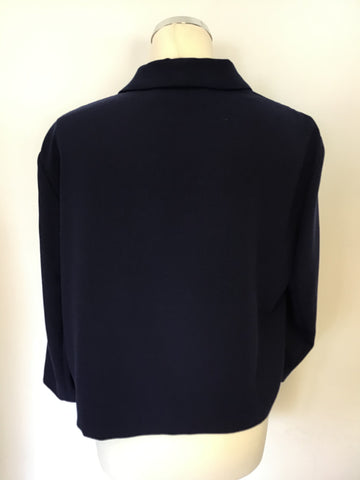 JAEGER NAVY BLUE 3/4 SLEEVE JACKET SIZE 14