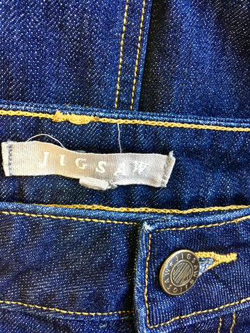 JIGSAW DARK BLUE DENIM KNEE LENGTH SKIRT SIZE 10