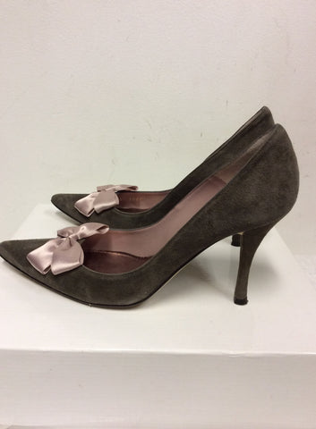 MAGRIT BROWN SUEDE & DUSKY PINK RIBBON BOW HEELS SIZE 4/37
