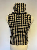 NOA NOA BLACK & BEIGE DESIGN ROLL NECK SLEEVELESS WOOL & ALPACA BLEND JUMPER SIZE S