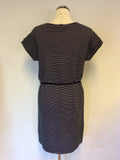 HOBBS NW3 NAVY BLUE & WHITE STRIPED TIE BELT DRESS SIZE 10