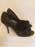 LK BENNETT ARIEL  BLACK SEQUINED PEEPTOE HEELS SIZE 5/38