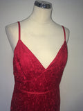 MICHELLE KEEGAN FOR LIPSY RED LACE & SEQUINNED PENCIL DRESS SIZE 14