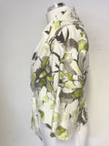 MINUET GREEN & WHITE FLORAL PRINT SKIRT & JACKET SUIT SIZE 10
