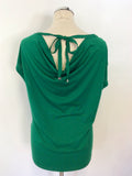 MASSIMO DUTTI EMERALD GREEN TIE BACK CAP SLEEVE TOP SIZE M