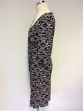 COAST BLACK & WHITE PRINT WRAP ACROSS DRESS SIZE 12