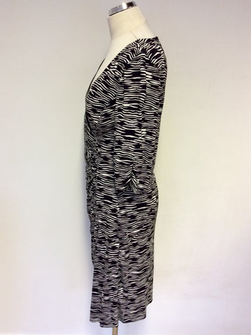 COAST BLACK & WHITE PRINT WRAP ACROSS DRESS SIZE 12