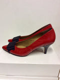 CLARKS SOFTWEAR RED PATENT & BLACK BOW TRIM HEELS SIZE 8/42