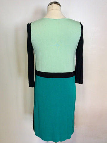 COS GREEN & BLACK COLOUR BLOCK KNIT DRESS SIZE M