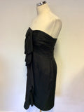 COAST BLACK SILK STRAPLESS FRILL TRIM DRESS SIZE 12