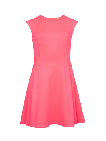 BRAND NEW TED BAKER NISTEE NEON PINK PLEATED SIDE SKATER DRESS SIZE 3 UK 12