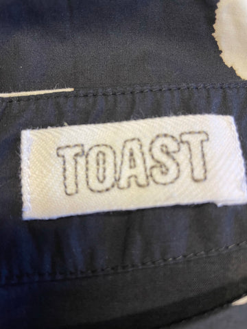 TOAST BLACK & WHITE LARGE SPOT COTTON 3/4 SLEEVE SHIFT DRESS SIZE 18