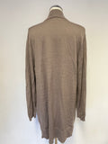 NITYA BROWN DOUBLE RIB EDGE  WOOL & SILK LONG CARDIGAN SIZE M