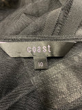 COAST BLACK MESH & SILK TRIMMED 3/4 SLEEVE SPECIAL OCCASION DRESS SIZE 10