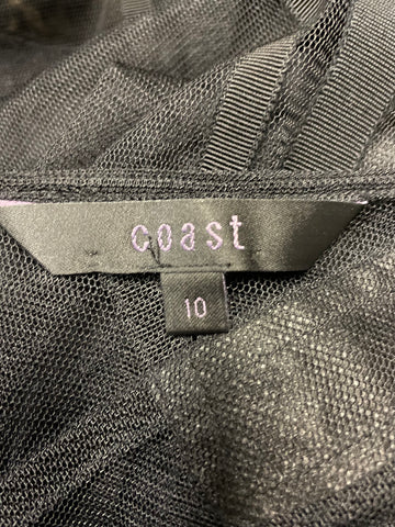 COAST BLACK MESH & SILK TRIMMED 3/4 SLEEVE SPECIAL OCCASION DRESS SIZE 10