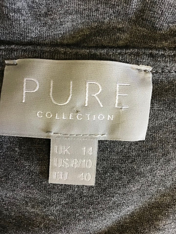 PURE COLLECTION GREY LONG SLEEVE STRETCH JERSEY DRESS SIZE 14