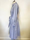 TOAST LIGHT BLUE CHAMBRAY COTTON TIE BELT LONG SLEEVE SHIRT DRESS SIZE 8 BUT FIT LARGER