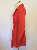 HOBBS RED DOUBLE BREASTED TIE BELT TRENCH COAT/ MAC SIZE 12